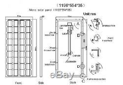 100W Solar Panel LCD Mono Kit 12V Brackets Mounts Caravans Boats Motor homes