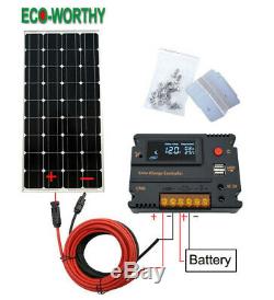 100W Solar Panel kit 12V battery Charge 10A/20A Controller Caravan Boat Home RV