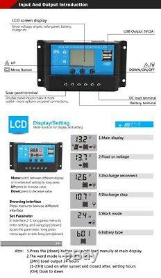 100W solar panel kit monocrystalline boat caravan motorhome 12v 20A controller