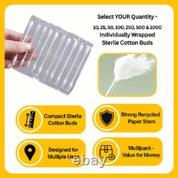 10-1000 PREMIUM Individually Wrapped Cotton Swab Buds Quality Earbuds