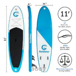 11' Inflatable Stand Up Paddle Board SUP Surfboard with complete kit 6''thick