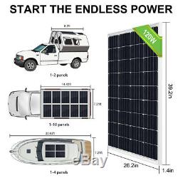 120 Watt Solar Panel Kit 12 Volt Battery Charger RV Travel Trailer Camper Van