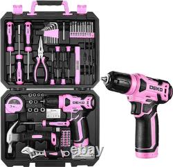 126-Piece Pink Tool Kit, 8V Cordless Drill, DIY Home Maintenance Essentials