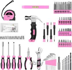 126-Piece Pink Tool Kit, 8V Cordless Drill, DIY Home Maintenance Essentials