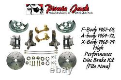 1964-1972 GM A, F, X Body Disc Brake Conversion Kit 9 Booster Drilled Rotors