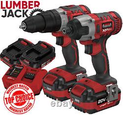 20v Cordless Li Ion 7 Piece Combo Kit with 2 Batteries & Fast Charger Lumberjack