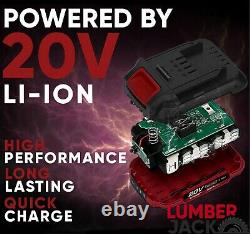 20v Cordless Li Ion 7 Piece Combo Kit with 2 Batteries & Fast Charger Lumberjack