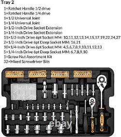 258 PCS Socket Wrench Tool kit Combo Tool Kit for DIY Workshop Trolley case