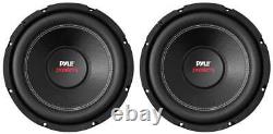 2 Pyle PLPW12D 12 3200W Car Subwoofers Stereo Woofer, 2 Ch Amplifier & Amp Kit