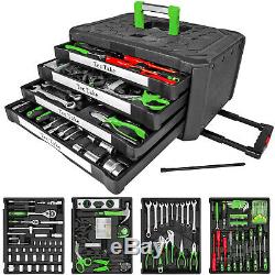 300 pc tool box with tools kit storage mobile trolley on wheels with 4 drawers
