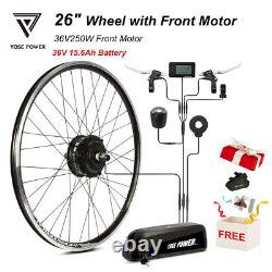 36V 15.6Ah Li-Ion Battery 36V 250W 26'' Wheel Front Motor Ebike Conversion Kit