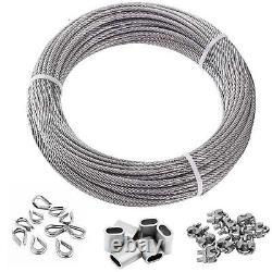 3,4,5,6,8,10,12mm Wire Rope Kit Wire GALV Cable DIY KIT Crimping THIMBLE UK