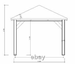 3m sq. Wooden (Larch) Gazebo With Felt shingles DIY Kit