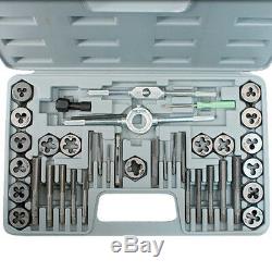 40pc Pro Tap And Die Set Metric Wrench Cuts M3-m12 Bolts Hard Case Engineers Kit