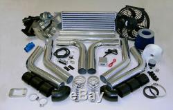 485+hp/psi Boost T3 Universal Intercooler Piping Filter Turbo Charger Kit Fan Ss