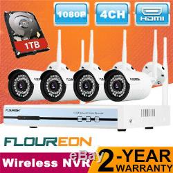 4CH Wireless 1080P CCTV DVR Kits 1TB HDD 4PCS WiFi IP Camera Security NVR System