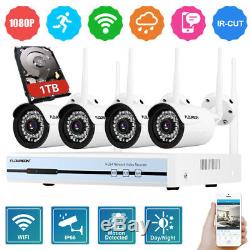 4CH Wireless 1080P CCTV DVR Kits 1TB HDD 4PCS WiFi IP Camera Security NVR System