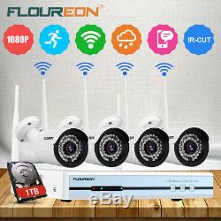 4CH Wireless 1080P CCTV DVR Kits 1TB HDD 4PCS WiFi IP Camera Security NVR System