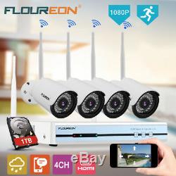 4CH Wireless 1080P CCTV DVR Kits 1TB HDD 4PCS WiFi IP Camera Security NVR System