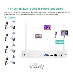 4CH Wireless CCTV 1080P DVR WLAN 720P IP Camera Security NVR System Kit +1TB HDD