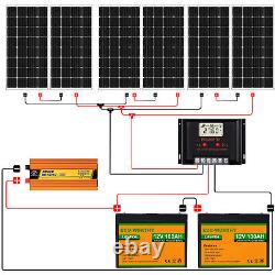 4KWH/DAY 1000W Solar Panel System 24V Off Grid with 2100AH Lithium Battery Home