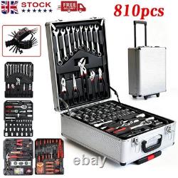 810PCS Tool Set Case Mechanics Kit Box Organize with Castors Toolbox Trolley