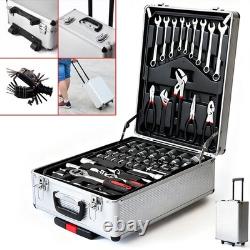 810PCS Tool Set Case Mechanics Kit Box Organize with Castors Toolbox Trolley
