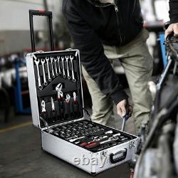 810PCS Tool Set Case Mechanics Kit Box Organize with Castors Toolbox Trolley