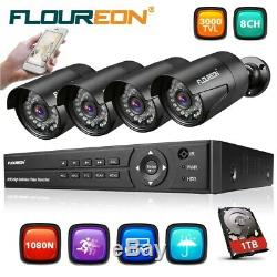 8CH 1080N 5 IN 1 DVR 3000TVL CCTV Home Security IP Camera System Kit +1TB HDD UK