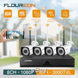 8CH NVR Recorder Kit Wireless 1080P WIFI CCTV Outdoor Security IP Camera System