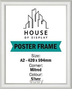 A2 silver Snap Frame Poster Holder and Retail Display, Mitred Corners