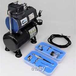 Airbrush Kit Air Compressor With Tank Nail Tatoo Art Brush Spray Set Home DIY