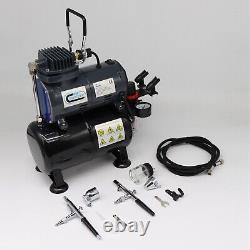 Airbrush Kit Air Compressor With Tank Nail Tatoo Art Brush Spray Set Home DIY