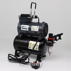 Airbrush Kit Air Compressor With Tank Nail Tatoo Art Brush Spray Set Home DIY