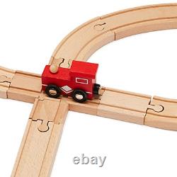 AmazonBasics Toy Train Railway Construction Kit Wooden 65 Pieces Wo. Brand New