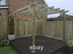 B GRADE 2.4m wide x 2.4m deep x 2.4m timber wooden garden gazebo pergola kit