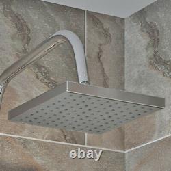 Bathroom Square Shower Mixer Waterfall Tap Kit Riser Rail Hose Chrome Twin Heads