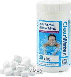Bestway Clearwater Multifunction 1 KG Chlorine Tablets, 50 x 20g Pool Hot Tub