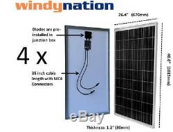 COMPLETE KIT 400 Watt 400W Poly Solar Panel 12V 24V Battery RV Boat Off-Grid