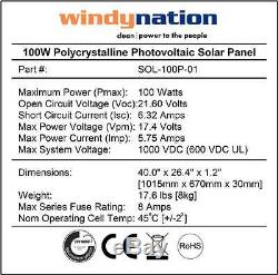 COMPLETE KIT 400 Watt 400W Poly Solar Panel 12V 24V Battery RV Boat Off-Grid
