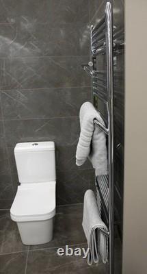 Chrome Bathroom Radiator Heated Towel Rail with Hangers Modern 1500x550mm