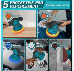 Cordless Car Polisher Buffer Sander Machine Polishing Pads Kit +2 x Batteries UK