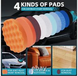 Cordless Car Polisher Buffer Sander Machine Polishing Pads Kit +2 x Batteries UK