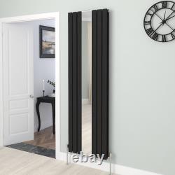 Designer Radiator With Mirror Oval Column Flat Panel Anthracite Black White Rads