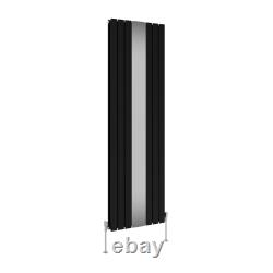 Designer Radiator With Mirror Oval Column Flat Panel Anthracite Black White Rads