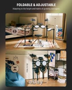Donner DED-70 Upgrade Electric Drum Set 4 Quiet Mesh Pads 2 Switch Pedals Solid