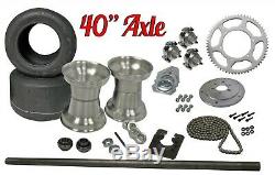 Drift Trike 40 Axle Kit with Tires & Rims #40 Chain Sprocket Wheels Part Package