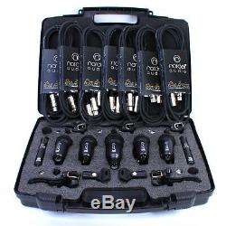 Drum Microphones Set'Nordell' 7 Pce Mic Kit, 5 Rim Clips, 7 XLR Cables + Case
