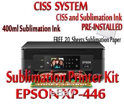 Epson XP-446 Sublimatio printer bundle, CISS Kit, sublimation ink & sub paper