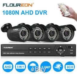 FLOUREON CCTV 8CH 1080N DVR Recorder Kits 3000TVL Outdoor Security Camera System